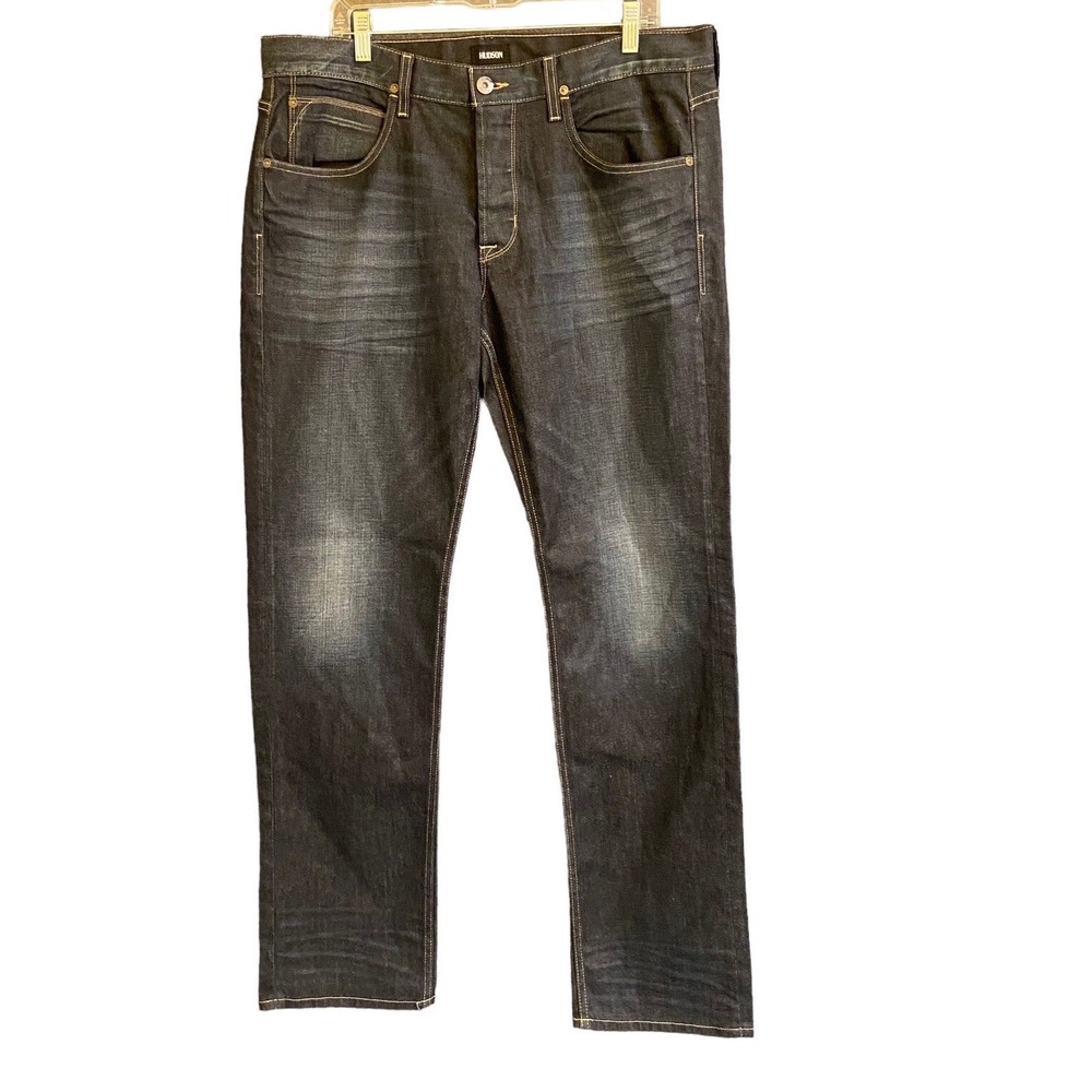 Hudson Men's Straight Leg Dark Wash Denim Jeans Signature Blue 38x34